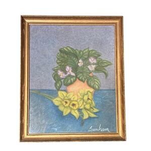 Framed Vintage Floral Art - Signed Still Life by Branha